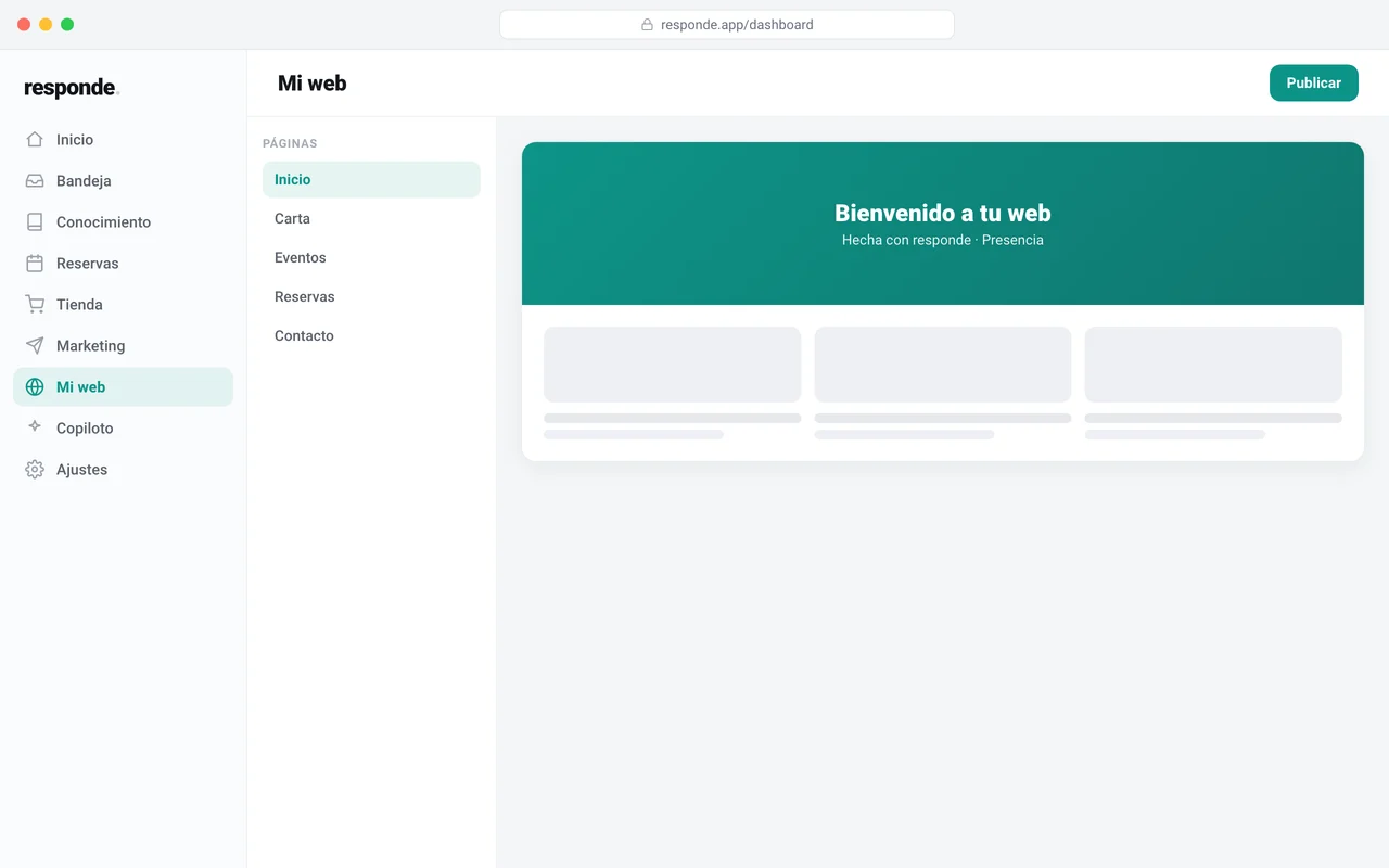 Editor de la web en responde