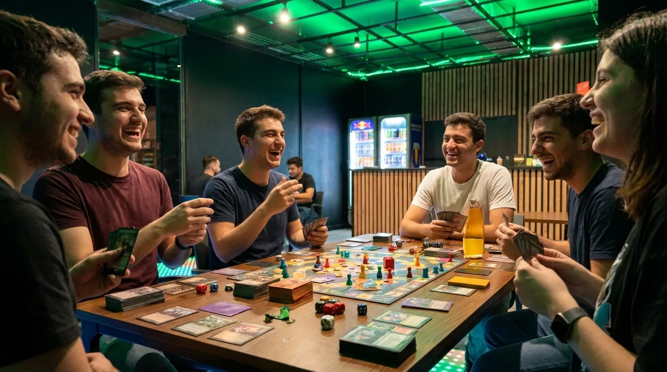 Comunidad jugando a juegos de mesa en Battle Gamers